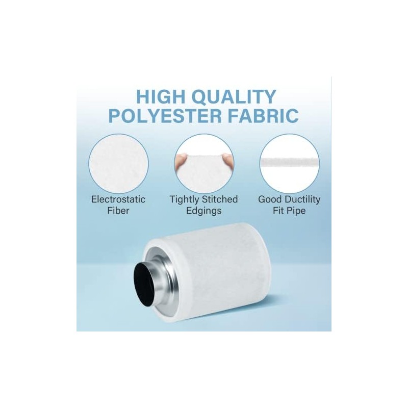 iPower Upgrade 4 Inch Air Carbon Filter Replacement Prefilter Sleeve