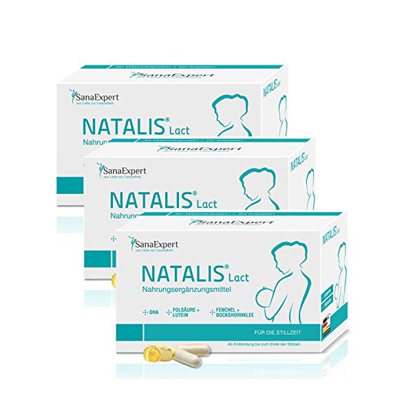 SanaExpert Natalis Lact, Breastfeeding Vitamins with DHA, Omega-3, folic Acid, Fennel, Fenugreek, 270 Capsules