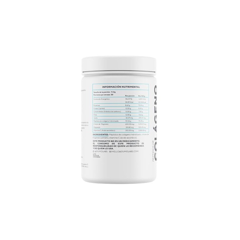 Dumo Labs Colágeno Hidrolizado Polvo Péptidos Sabor Suplemento Alimenticio Fácil
