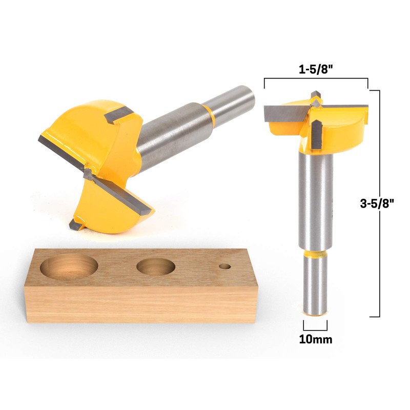 Yonico 43047C 1-5/8-Inch Diameter Carbide Forstner Drill Bit 10mm Shank