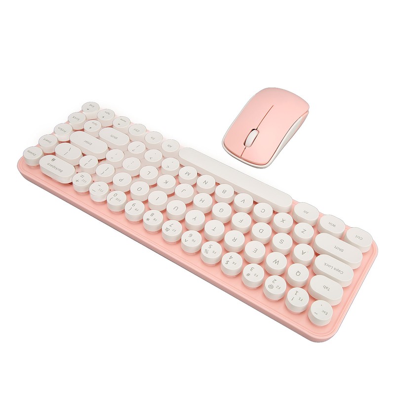 Wireless Keyboard Mouse Combo Mini Portable Retro Silent 2.4G Wireless