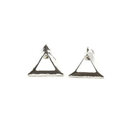 Triangle Outline Stud Earrings Silver Tone Geometric Posts EH06 Fashion Jewelry