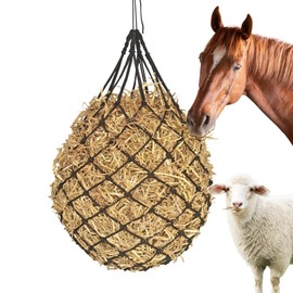 HAYSRMAN Hay Nets for Horses,2.36"x2.36" Holes 40”Horse Hay Feeder Net for Slower Feeding,Strong Load-Bearing Hay Bag Hanging for Horse Stable Trailer (Black-1PACK)