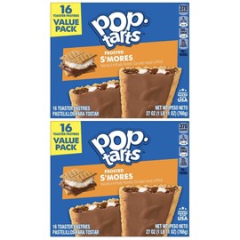 Kellogg's, Pop-Tarts, Frosted S'mores Toaster Pastries, 16 Count, 29.3oz Box (Pack of 2)