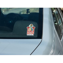 Generic Set of 2 Oaxaca Mexico State Emblem Escudo de Armas Decal Stickers Full Color and Weatherproof (4"" Tall)