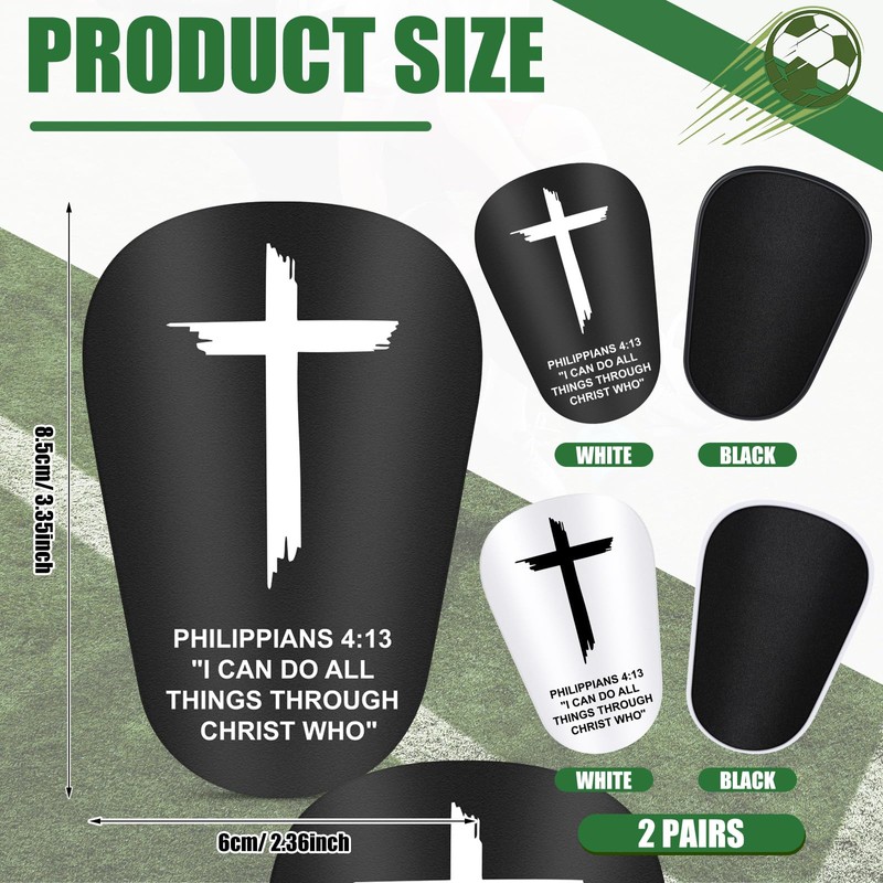 2Pairs Mini Shin Guards Soccer 3.35 x 2.36Inch Christian Faith