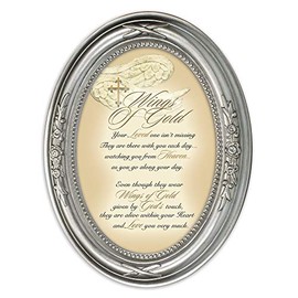 Cottage Garden Wings of Gold Loved One Brushed Silver Floral 5 x 7 Oval Table and Wall Photo Frame