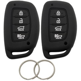 Horande Silicone Protector Key Fob Cover Case fit for Hyundai Elantra Sonata Tucson Keyless Entry Key Fob (NOT Fit Flip Key) (Black2)