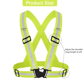 ZLONGYAN Reflective Vest, adjustable and flexible high visibility safety Reflective Running Vest, suitable for outdoor night running, walking, night riding, dog walking Reflective Gear (Yellow)