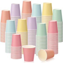 Mimorou 300 Pack 8 oz Disposable Paper Cups, Macaron Color Assorted (6 Colors), Double PE Coated Coffee Cups for Beverage Hot Cold Drinks for Café Party Picnic Office Home Water Juice or Tea