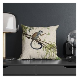Icotoibabie Vervet Monkey Throw Pillow Cover 18×18 Inch Linen Pillowcase,for Sofa Car Bedroom Cushion Cover