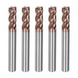 sourcing map 5pcs 6mm Dia 6mm Shank Square Nose End Mill 4 Flutes HRC55 Carbide AlTiN Coated CNC Router Bits Cutter Tools for End Milling CNC Machining