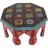 GURU SHOP Painted Small Table with Tile Mosaic - Red