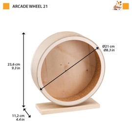 Ferplast Wooden Hamster Wheel, Wooden Toys Hamsters Mice, Running Wheel Diameter 21 cm