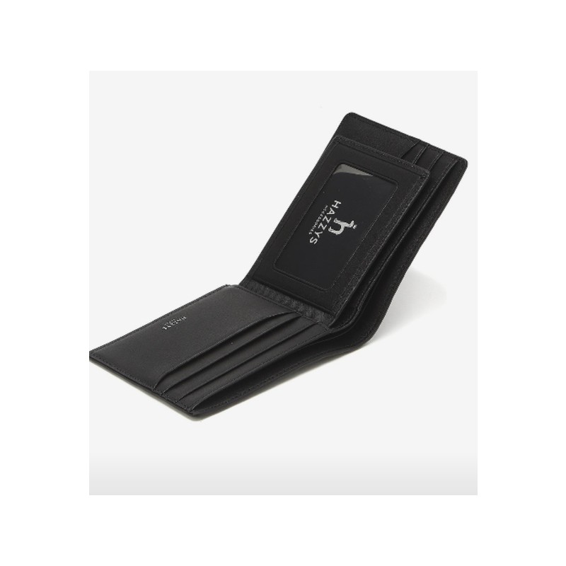 Hazzys (대구신세계)블랙 로고패턴 소가죽 반지갑 HJWA5E831BK Black Logo Pattern Cowhide