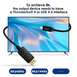 PAKLIMCN USB c to displayport Cable USB-c to displayport Type c to displayport 1.4 USB-c to dp 8K@60Hz Thunderbolt 4 to displayport 4K 144Hz G-Sync Compatible - for iPhone15, iPad Pro (C to DP)