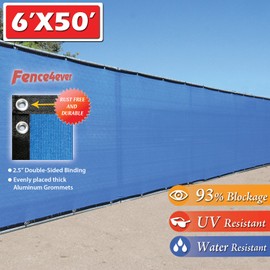 Fence4ever 6'x50' 6ft Tall 3rd Gen Royal Blue Fence Screen Privacy Screen Windscreen Shade Cover Mesh Fabric (Aluminum Grommets) Home, Court, or Pool