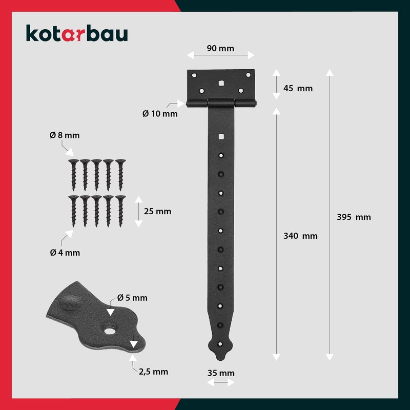 Kotarbau Pack of 2 Cross Hinges, 100-400 mm, Shutter Hinges,