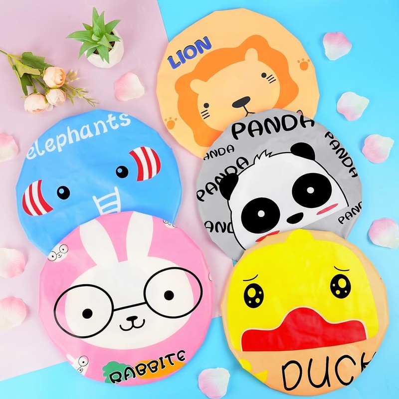 AOOWU Shower Caps for Women & Men, 5 Pcs Waterproof
