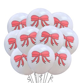 Malayan Products Fancy Red Bow Latex Balloons 12 Count, Ribbon Birthday Party, Wedding, Baby Shower, Bridal Shower Decorations Event Supply, Theme, 12 Inch Standard Size