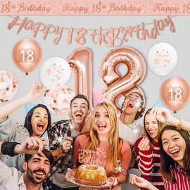 18th Birthday Decorations Kit Rose Gold Happy 18th Birthday Decorations Girls Happy 18th Birthday Banner Bunting Kit Age 18 by Sheinly