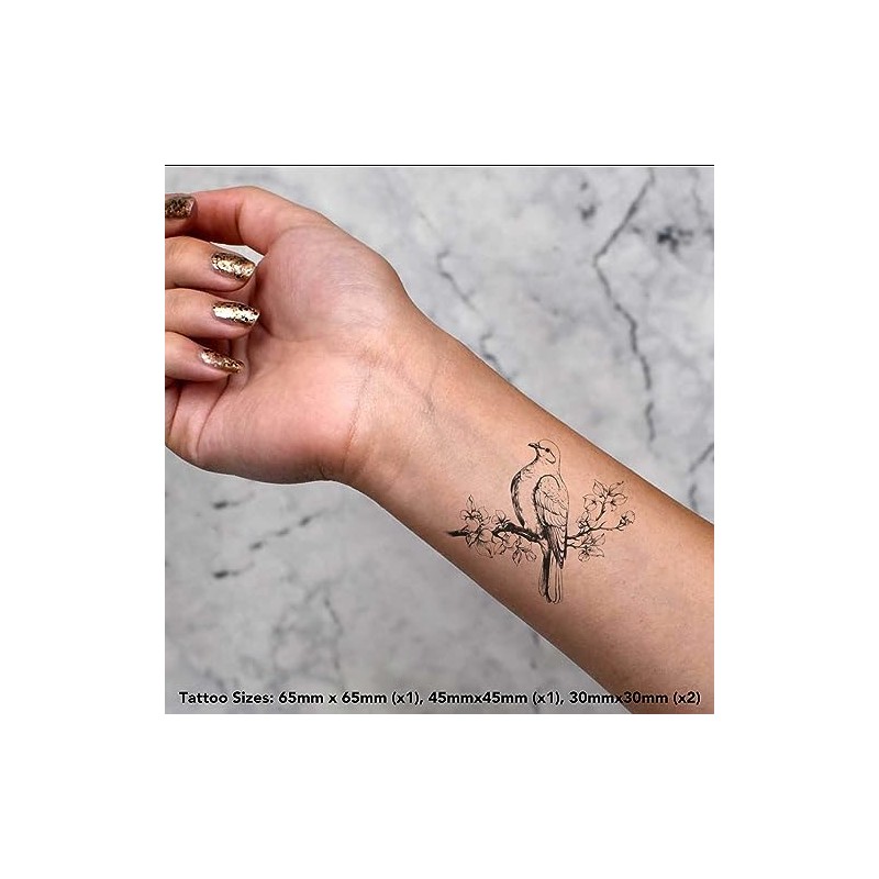 Azeeda 4 x 'Taube' Temporäre Tattoos - Wasserfest, Hautfreundlich &