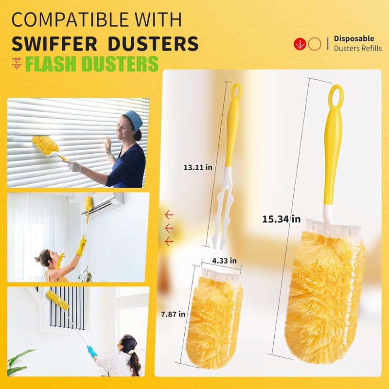 20 Pack Duster Refills Compatible with Flash Dust Magnet, 360°