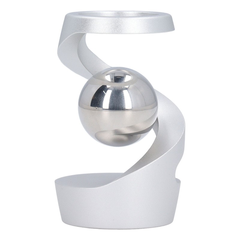 Desktop Suspended Gyroscope Reduce Anxiety Silver Bead Aluminium Alloy Rotating