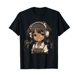 Anime and Music Black Girl Anime Merch Afro African American T-Shirt