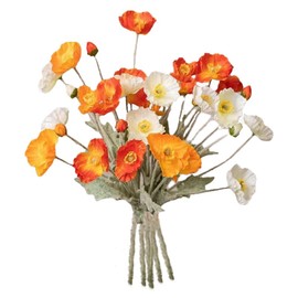 LILOCOO 6pcs Artificial Poppy Flowers Silk Fake Poppy Flowers Spring Flowers Real Touch Flowers with Stems Faux Poppy for Home Table Centerpieces Floral Arrangement Wedding Bouquet Mixed Decoration