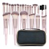 Set 22 Brochas De Maquillaje Profesional Con Cosmetiqueras Color Rosa