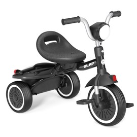Glaf Toddler Tricycle Toddler Bike with Pedals, Adjustable Seat and Storage Basket, Foldable Kids Tricycle Birthday Gifts for Toddlers 1+ Years Old Boys Girls (Black)