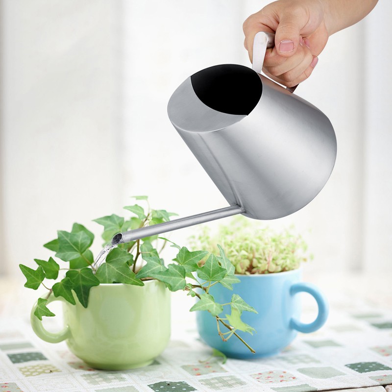 1500ml Stainless Steel Watering Can Brushed Garden Planting Indoor Outdoor