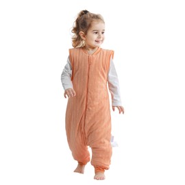 LAT Baby Sleep Bag with Feet Winter,Sleeveless Nightgowns Wearable Blanket with Legs,Warm Sack for Infant Toddler Thicken 2.5 TOG-Sleepsuit,1-6T(Orange White Heart,M/90)