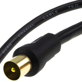 kenable RF Coaxial RG6 TV Aerial Lead Coax Male Plug to Plug Black Cable GOLD 1.8m [1.8 metres]