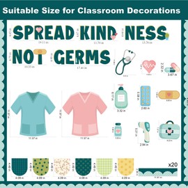 Healthy Bulletin Board Set Healthcare Workers Nurses Classroom Decorations Spread Kindness Not Germs Cutouts for Students Doctor Hospital Nursing School Back to School Party Supplies