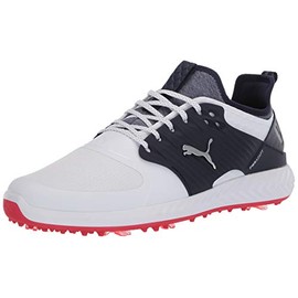 PUMA GOLF mens Ignite Pwradapt Caged Golf Shoe, Puma White-puma Silver-peacoat, 8.5 US