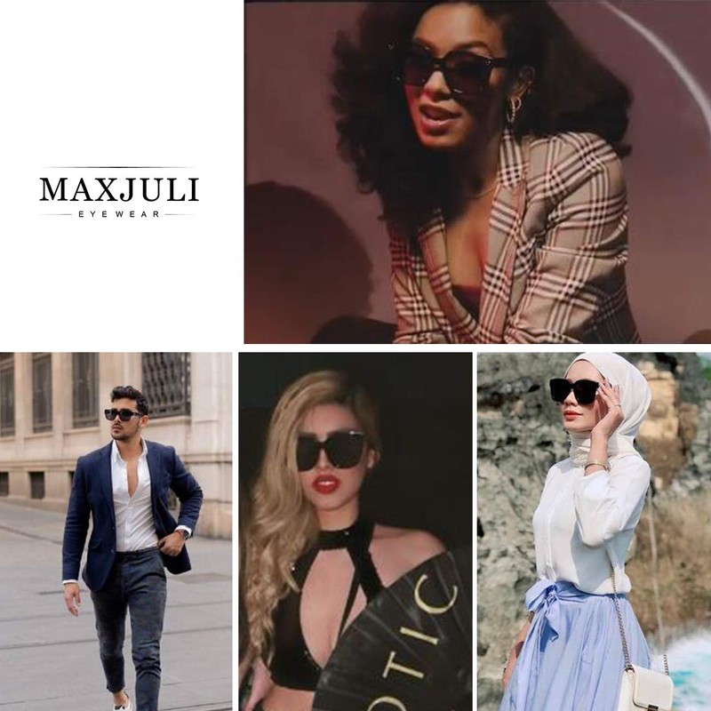 MAXJULI Oversized Sunglasses for Women Men UV Protection (C1 Black