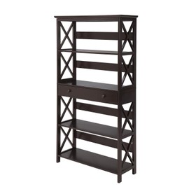Convenience Concepts Oxford 5 Tier Bookcase with Drawer, Espresso