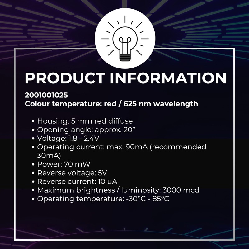 Lumetheus LEDs 5 mm Colour red Extra Super Bright 3000