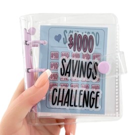 Saving Challenge Book $1000, 3 Ring Binder Clear Cover Money Saving Binder Book:_Green