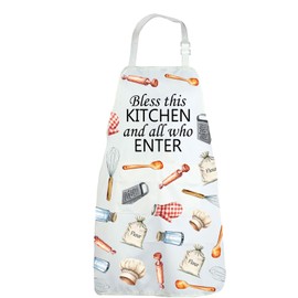 CENWA Christian Gifts Bless This Kitchen Apron, White, 72*68 cm (28.34*26.77inch), Unisex-Adults, Cooks, Home Decor Enthusiasts