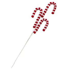Factory Direct Craft 30-1/2" Tall Winter Pom Pom Candy Cane Floral Spray