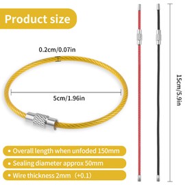 DIVINA VITAE 21 Pcs Wire Keychain Cable Stainless Steel Cable Key Ring 2mm 6 Inch Wire Key Ring for Luggage Tags Students, Office, Home, Outdoor Travel (Multicolor)