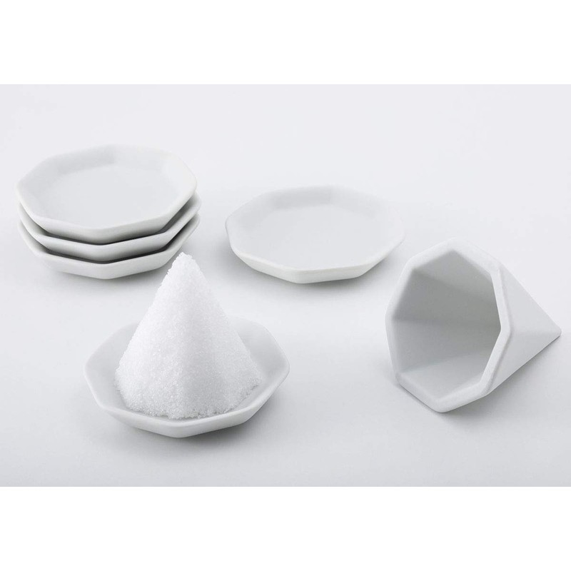 Kamidananosato Salt Set, Octagonal, Small Set with 5 Unglazed Octagonal