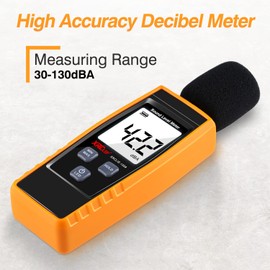 Digital Sound Level Meter Hand-held Sound dB Meter with Programmable Alarm Value Function, 30-130dB(A) Decibel Sound Noise Meter Tester Measurement with LCD Dispaly, Max/Min/Hold Function