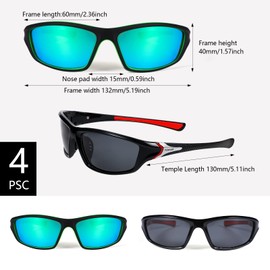 4 Pairs Men Polarized Sunglasses with UV Protection Driving Glasses Sports for Sport Outdoor Activities(Cute Colors)