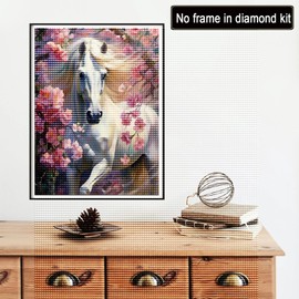 Reofrey Diamond Painting Diamond Art Cross Stitch Kit Horse, Handmade Kit Animal All Over Application Type Bead Door DIY Craft Kit Home Restaurant Rhinestone Home Wall Hanging Decoration 30x40cm
