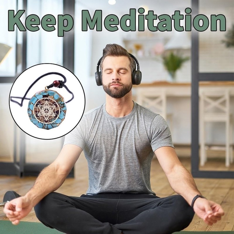 Orgone Pendant Metatron Cube Merkaba Turquoise Necklace, Orgonite Protection Amulet