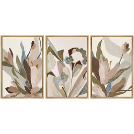 SIGNWIN Framed Canvas Print Wall Art Set Botanical Abstract Earthy Neutral Floral Illustrations Modern Art Decorative Boho Relax/Zen Nordic for Living Room, Bedroom, Office - 24"x36"x3 Natural
